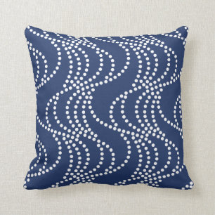 Dark Blue Wave Pattern Pillow