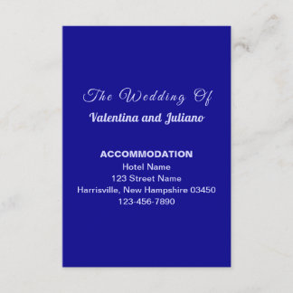 Dark Blue Wedding Accommodation Portrait Enclosure Card