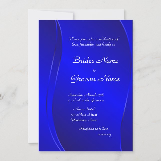 Dark Blue  Wedding Invitation (Front)