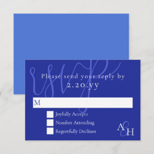 Dark Blue Wedding RSVP Card
