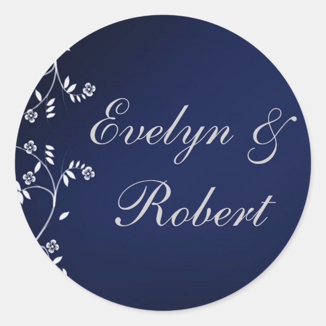 Dark blue wedding stickers (Front)