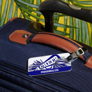 Dark Blue, White and Grey Cheerleader Megaphone Luggage Tag