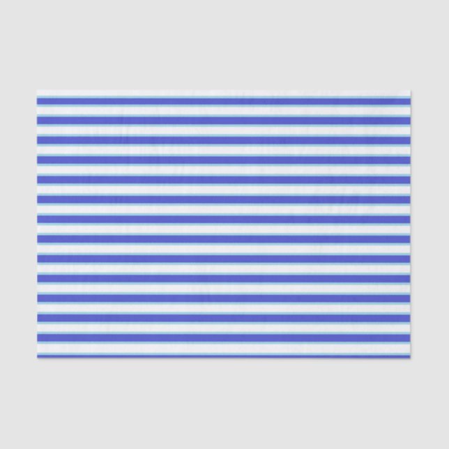 Dark Blue, White and Pastel Blue Stripes Tissue Paper (Front)