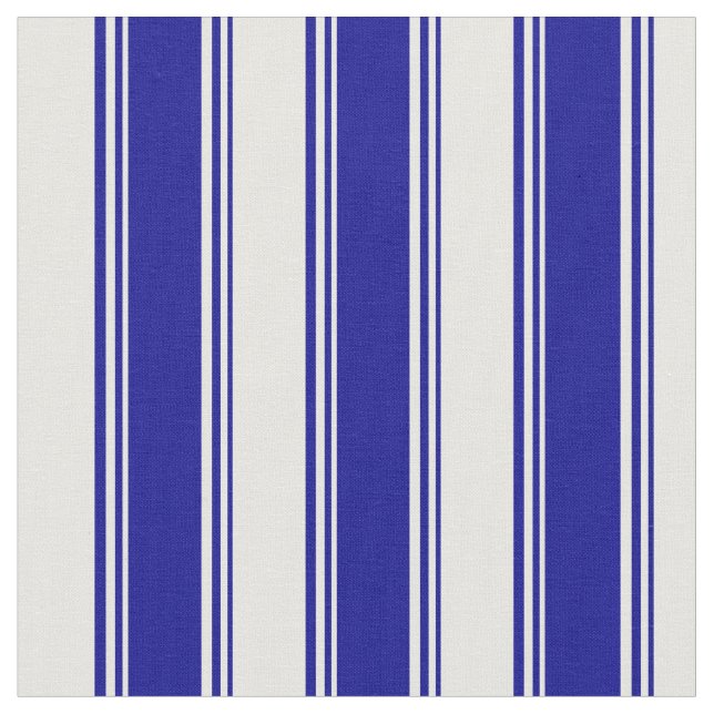 Dark Blue & White Coloured Stripes/Lines Pattern Fabric (Close Up)