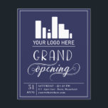 Dark Blue & White Grand Opening Your Logo Invitati Flyer<br><div class="desc">Grand opening flyer in an elegant dark blue and white typography design for your business,  perhaps a store,  a restaurant,  or a beauty salon. Add your own logo too!</div>