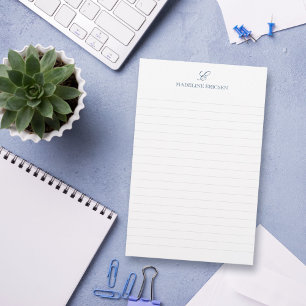 Dark Blue & White Monogram Lined Stationery