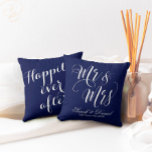 Dark Blue White Mr & Mrs Wedding Keepsake Pillow<br><div class="desc">Dark Blue White Mr & Mrs Wedding Keepsake Pillow. Trendy wedding pillows to enhance your home décor with personal touch of love. Personalize with your name,  wedding date and you can further customize it with your own personal message on the back. Also a great gift for wedding couple.</div>