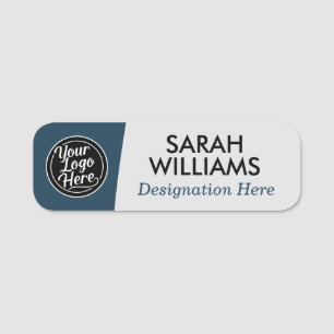 Dark Blue White Professional Logo Title Name Tag