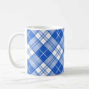 Dark Blue White Tartan Pattern yxm0uat9 diagonal Coffee Mug