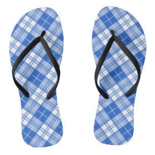 Dark Blue White Tartan Pattern yxm0uat9 diagonal Flip Flops