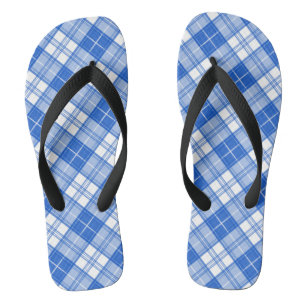 Dark Blue White Tartan Pattern yxm0uat9 diagonal Flip Flops