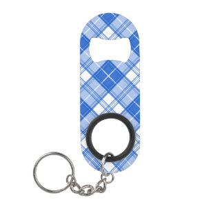 Dark Blue White Tartan Pattern yxm0uat9 diagonal Keychain Bottle Opener