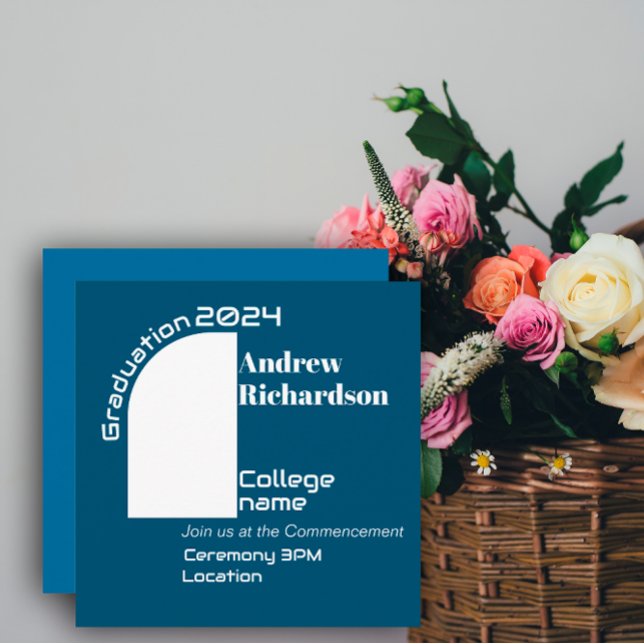 Dark blue white typography graduation Flat Card (Creator Uploaded)