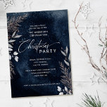 Dark Blue Winter Foliage Corporate Christmas Party Invitation<br><div class="desc">This corporate Christmas party invitation features a dark blue background accented with muted tan and grey watercolor winter foliage.  The design is perfect for any business Christmas party.</div>
