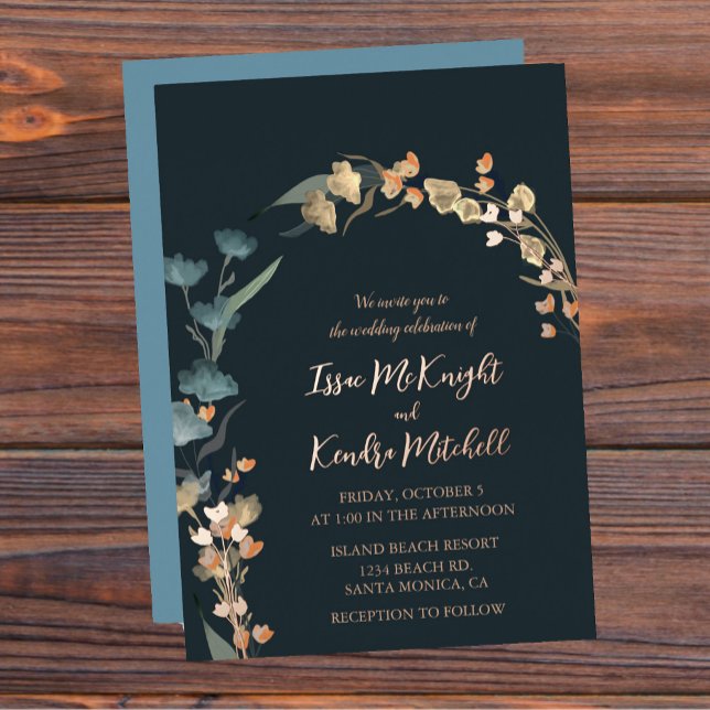 Dark Blue Winter Wedding Elegant Rose Gold (Creator Uploaded)
