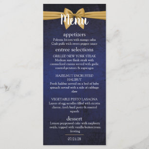 Dark Blue with Gold Bow Menu