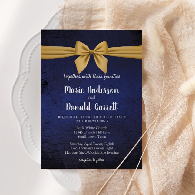Dark Blue with Gold Bow Program Wedding (Creator Uploaded)