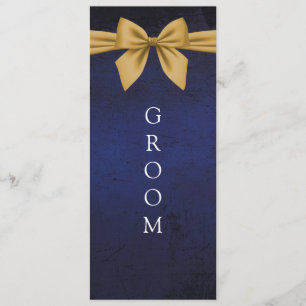Dark Blue with Gold Bow Reserved Chair Sign Menu