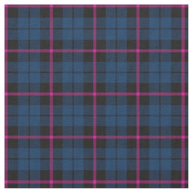 dark blue with pink strip plaid print fabric (Close Up)