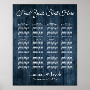 Dark Blue Woodgrain Reception Seating Chart