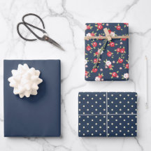 Dark Blue Wrapping Paper Flat Sheet 3 Pieces