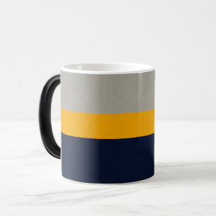 Dark Blue, Yellow, Grey striped Textured Magic Mug