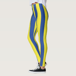 Dark Blue & Yellow Stripes Leggings