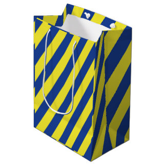 Dark Blue & Yellow Stripes  Medium Gift Bag
