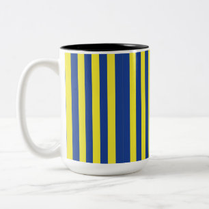 Dark Blue & Yellow Stripes  Two-Tone Coffee Mug