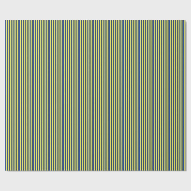 Dark Blue & Yellow Stripes  Wrapping Paper (Flat)