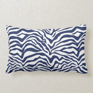 Dark Blue Zebra Print Lumbar Pillow