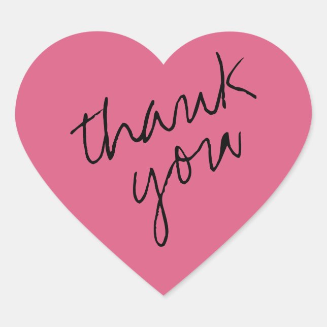 Dark Blush Pink Heart Thank You Sticker (Front)