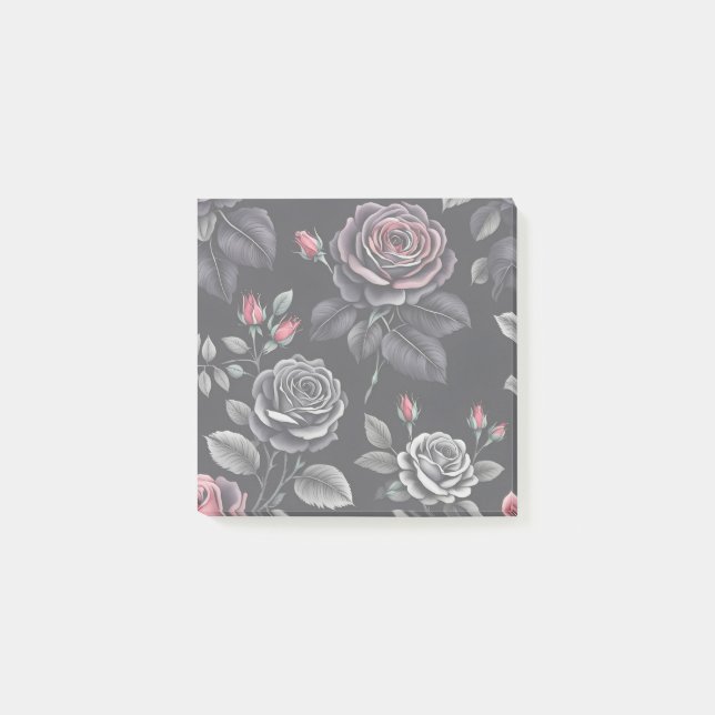 Dark Blush Roses Floral Art design Post-it Notes (Front)