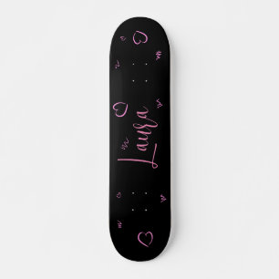 Dark Board, Black, Pink, Girly, Personalized, Skateboard