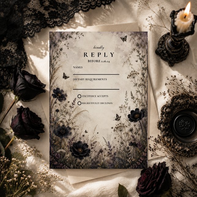 Dark Boho Goth Wedding RSVP Card (Creator Uploaded)
