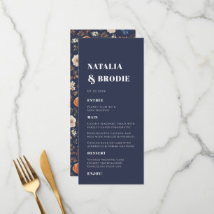 Dark Boho Navy Terracotta Wedding Menu