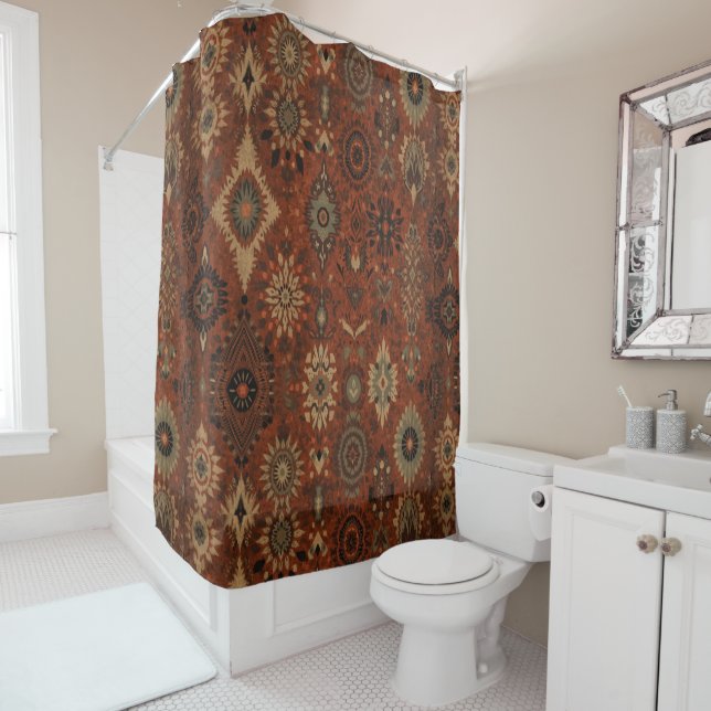 Dark Boho Terracotta Sage Botanical Pattern  (In Situ)