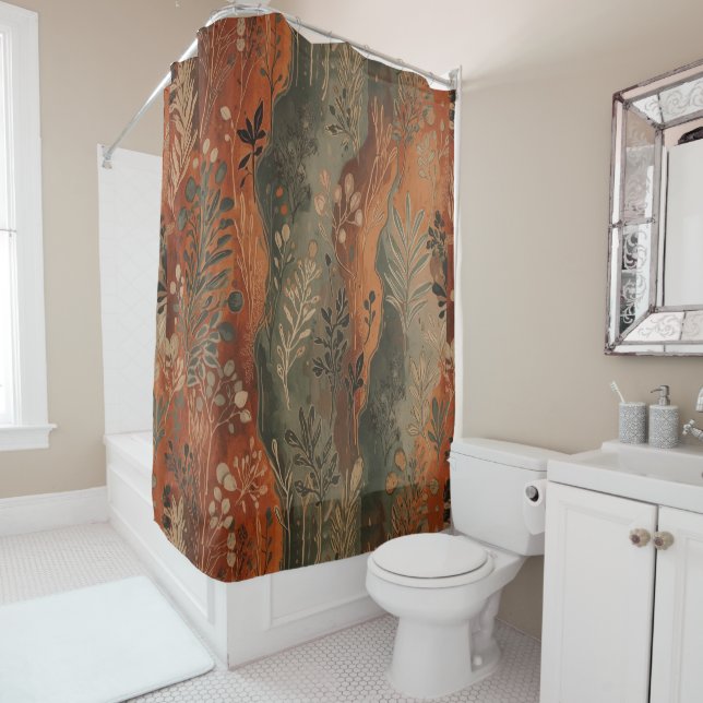 Dark Boho Terracotta Sage Botanical Pattern  (In Situ)