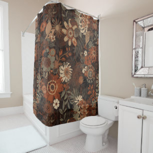 Dark Boho Terracotta Sage Botanical Pattern 