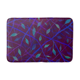 Dark Botanical Burgundy Jewel Tone Foliage  Bath Mat