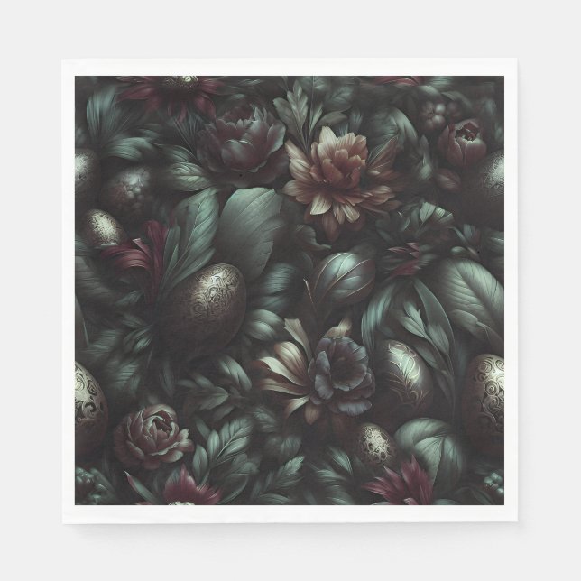 Dark Botanical Easter Napkins (Front)