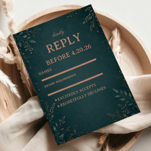 Dark Botanical Elegant Luxurious RSVP Card