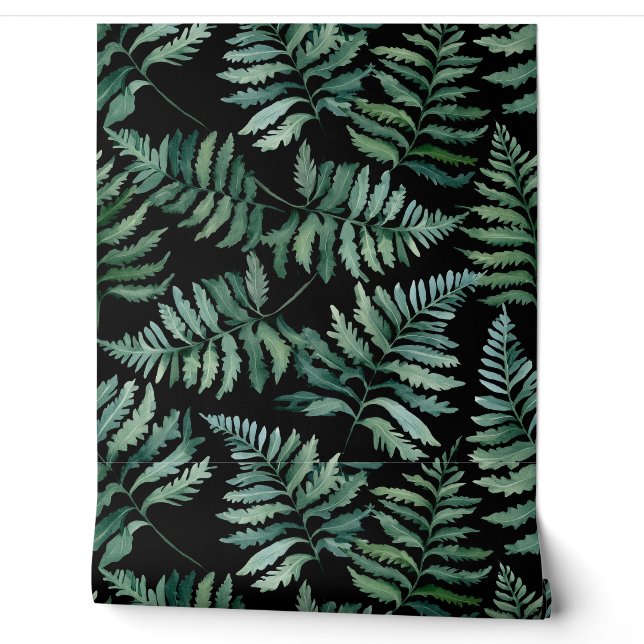 Dark Botanical Fern Wallpaper (Unrolling)