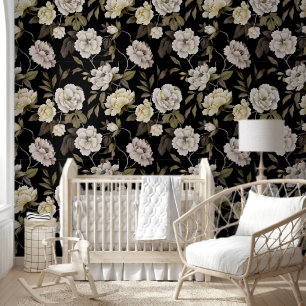 Dark Botanical Floral Peel and Stick Wallpaper