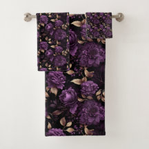 Dark Botanical Gothic Violet And Gold Pattern