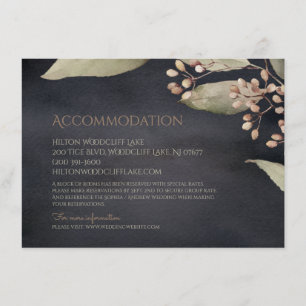 Dark botanical greenery rustic accommodation enclosure card