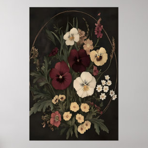 Dark Botanical Print Victorian Floral Aesthetic