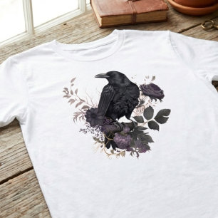 Dark Botanical Raven Moody Academia Graphic T-Shirt
