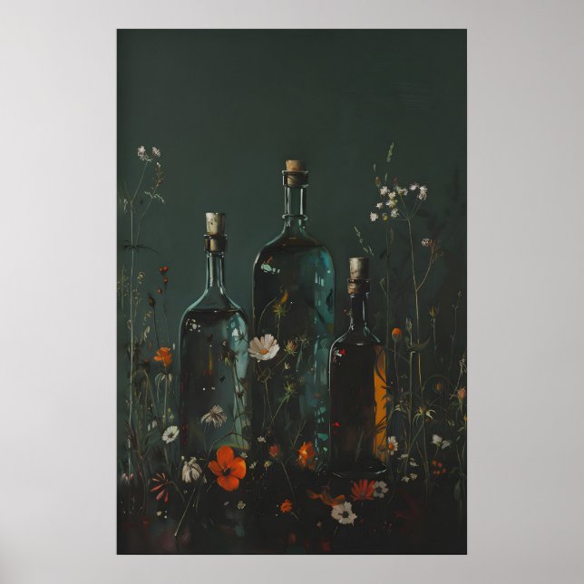 Dark Botanical Witch Apothecary Vintage Tinctures Poster (Front)