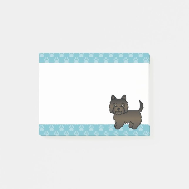 Dark Brindle Cairn Terrier Cartoon Dog Drawing Post-it Notes (Front)